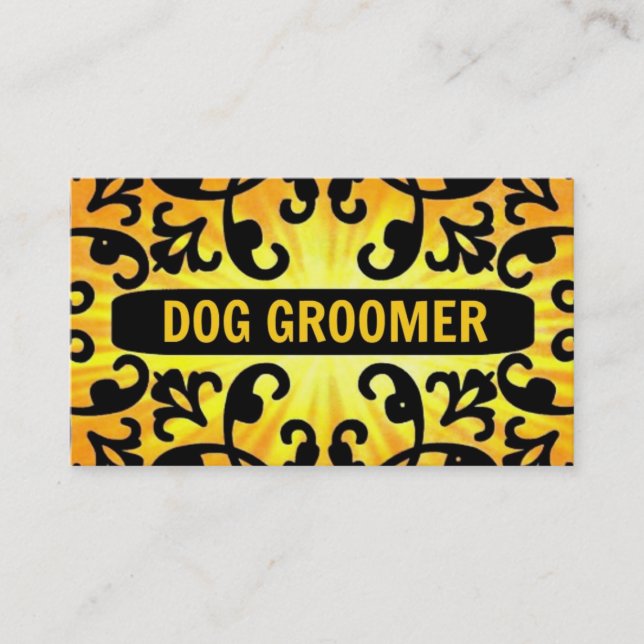 Chien Groomer Sunshine Damask Carte de visite (Devant)