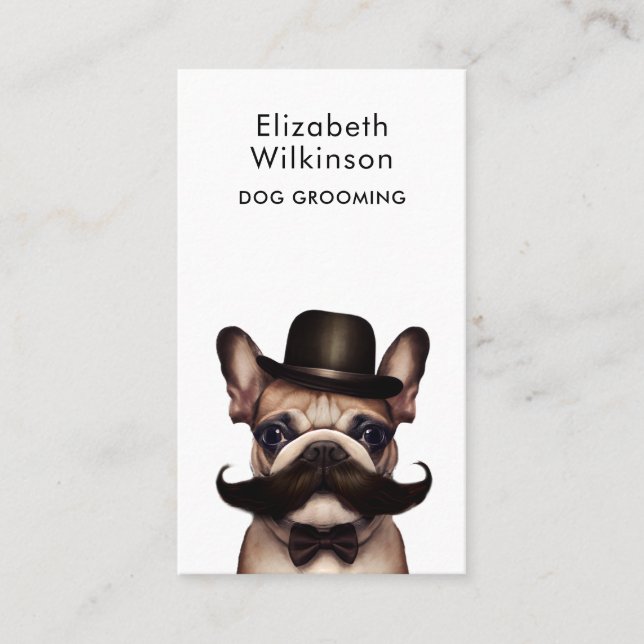 Chien Grooming Funny Français Bulldog Carte de vis (Devant)