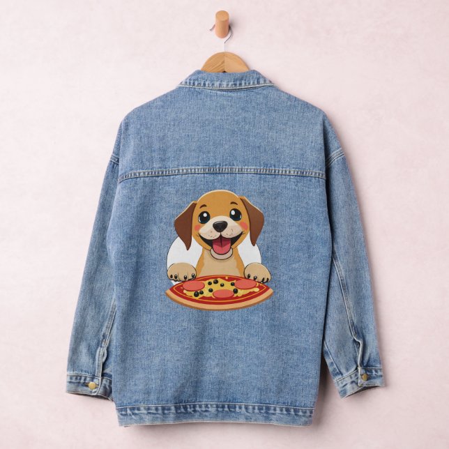 Chien heureux avec une délicieuse pizza (Hangar)