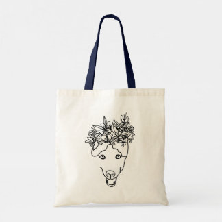 Chien Husky une ligne dessin sac fourre-tout de cr