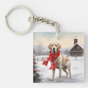Chien Labrador dans la neige de Noël