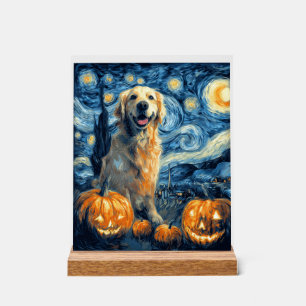 Chien Maman Van Retriever Doré Citrouille Nuit Éto