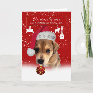 chien marcheur noël souhaits carte de voeux avec c