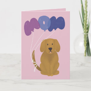 Chien mignon avec ballons Carte de voeux pour la f
