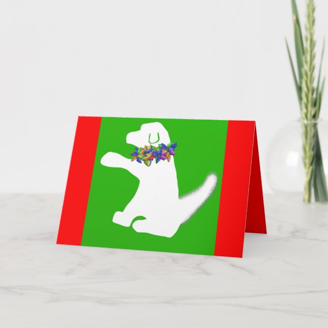 Chien mignon avec carte de lumières de Noël (Devant)