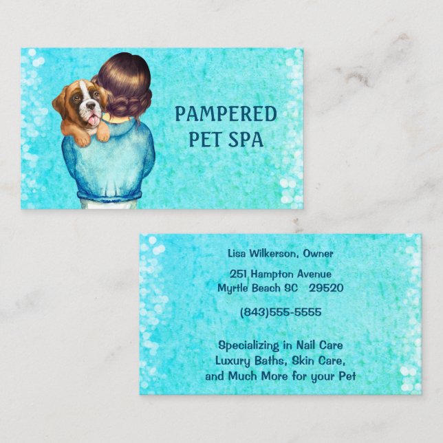 Chien mignon chez le Carte de visite Groomer anima (Devant / Derrière)
