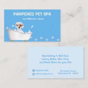 Chien mignon Dans Tub Carte de visite Groomer Anim