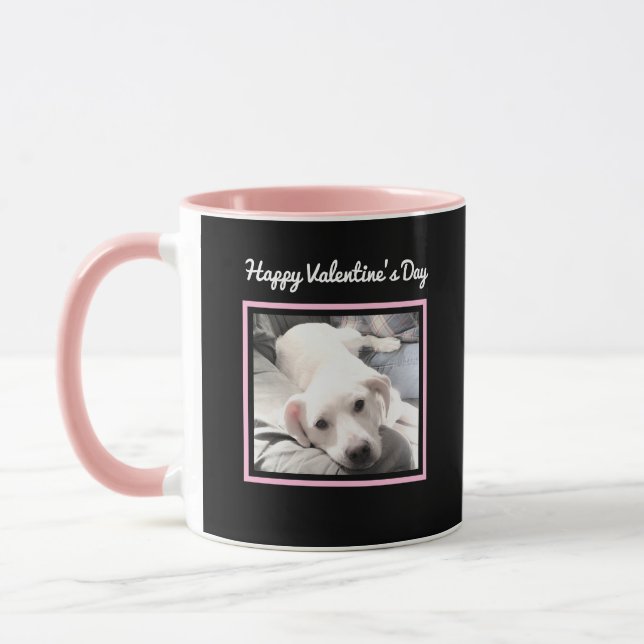 Chien mignon deux photo Valentines roses Jour Mug (Gauche)
