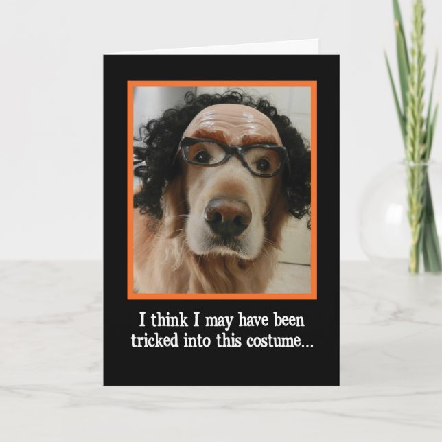 Chien mignon en Masque amusant Carte d'Halloween (Devant)