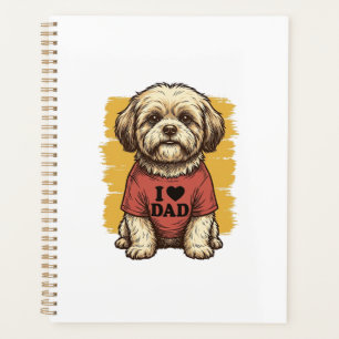 Chien Mignon J'Aime Papa Gravure Vintage Vector De
