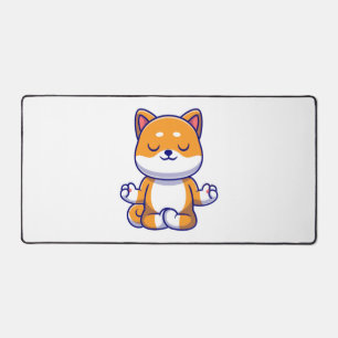 Chien mignon shiba inu faisant du yoga méditation 