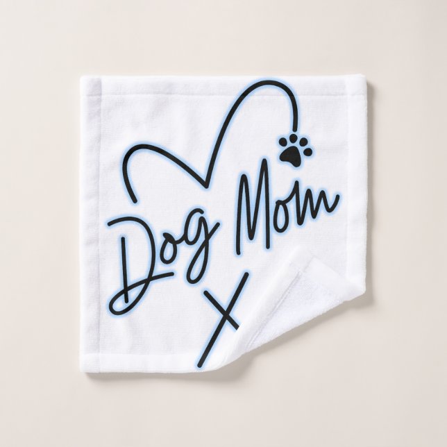 CHIEN MOM, COEUR BLEU CLAIR (Gant de toilette)