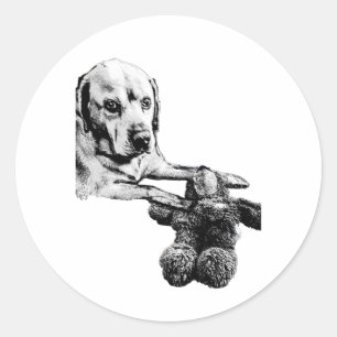 Chien & Nounours Autocollant Noir & Blanc