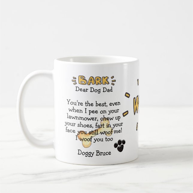 Chien Papa Drôle Mignonne Mug Cadeaux Personnalisé (Gauche)