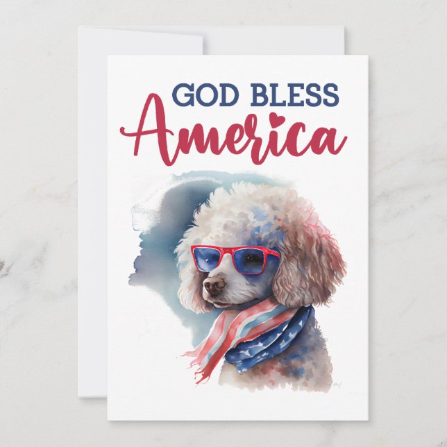 Chien patriotique - Carte 4 juillet de caniche (Devant)