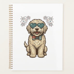 Chien Patriotique Feu d'Artifice Vintage Design de