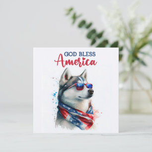 Chien Patriotique-Husky Carte du 4 juillet