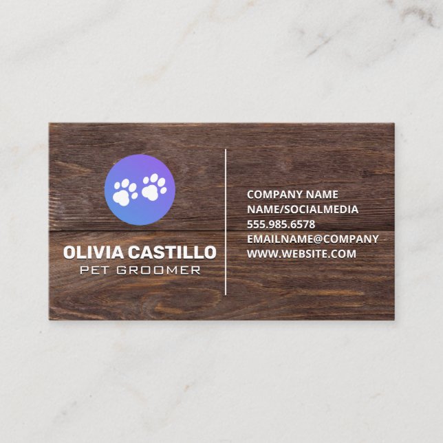 Chien Paw | Cartes en bois rustique (Devant)