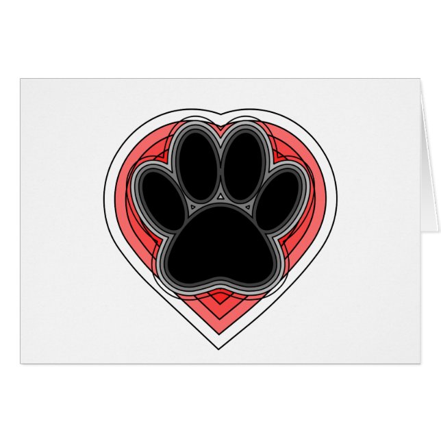 Chien Paw Dans Le Coeur Rouge Avec Les Outlines (Devant horizontal)