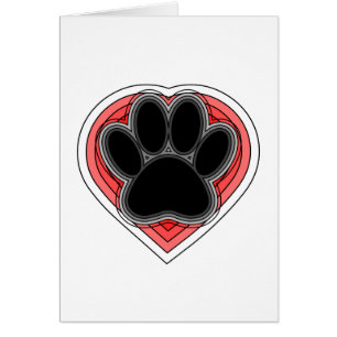Chien Paw Dans Le Coeur Rouge Avec Les Outlines