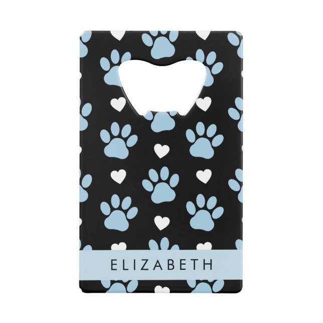 Chien Paws, Blue Paws, White Hearts, Votre Nom (Devant)