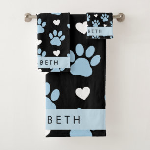 Chien Paws, Blue Paws, White Hearts, Votre Nom