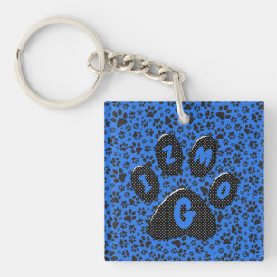 Chien Paws noir & blanc Polka Dot sur tech blue Ke
