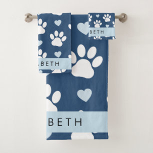 Chien Paws, White Paws, Blue Hearts, Votre Nom