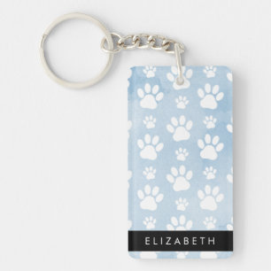 Chien Paws, White Paws, Blue Watercolor, Votre nom