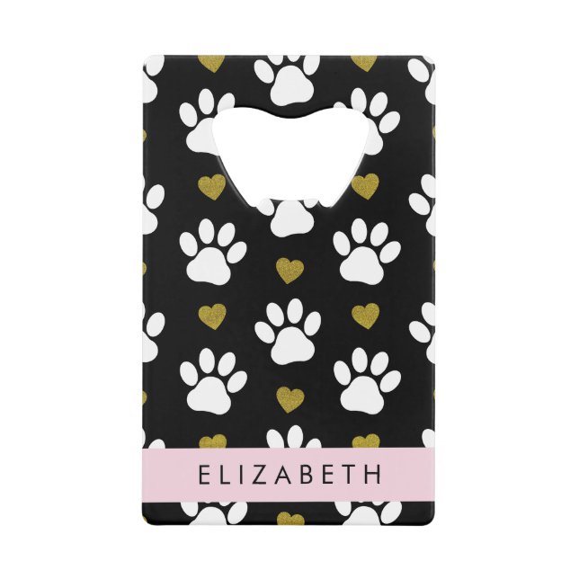 Chien Paws, White Paws, Gold Hearts, Votre Nom (Devant)