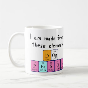 Chien Personne nom de table périodique mug