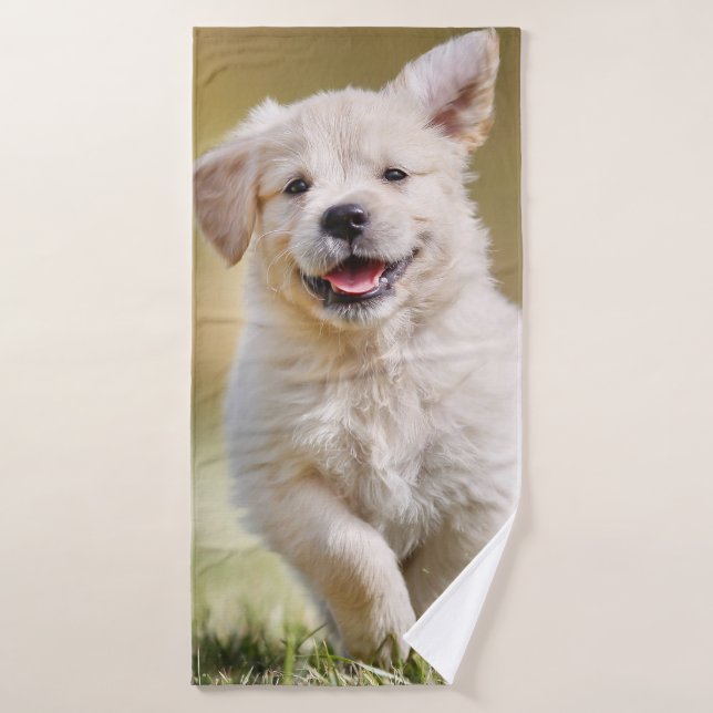 Chien photo personnalisé avec chiot mignon (Serviette de bain)
