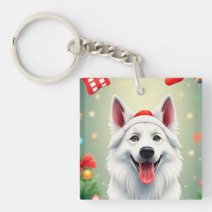 Chien posant parmi les décorations de Noël festive