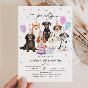 Chien Puppy Pawty Invitation Anniversaire