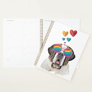 Chien Saint-Bernard avec coeurs Saint-Valentin