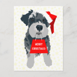 Chien Schnauzer de Noël avec carte postale Santa H