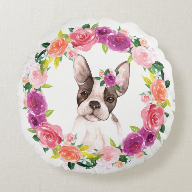 Chien-taureau français avec Coussin de couronne de (Devant)