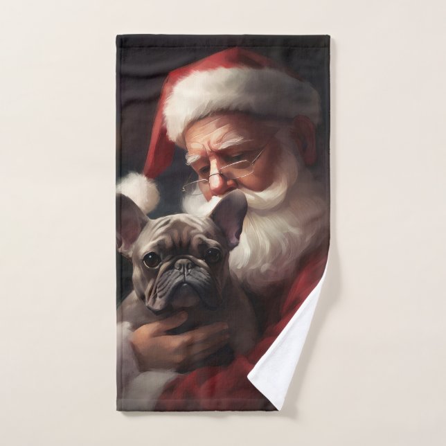 Chien-taureau français avec Noël Festif du Père No (Serviette à main)