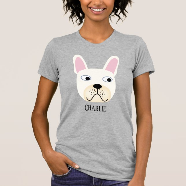 Chien-taureau français blanc ou crème T-shirt pers (Devant)