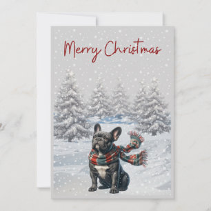 Chien-taureau français dans la carte de Noël de ne