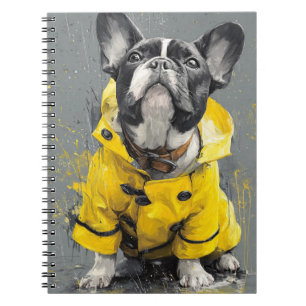 Chien-taureau français en Carnet Raincoat jaune