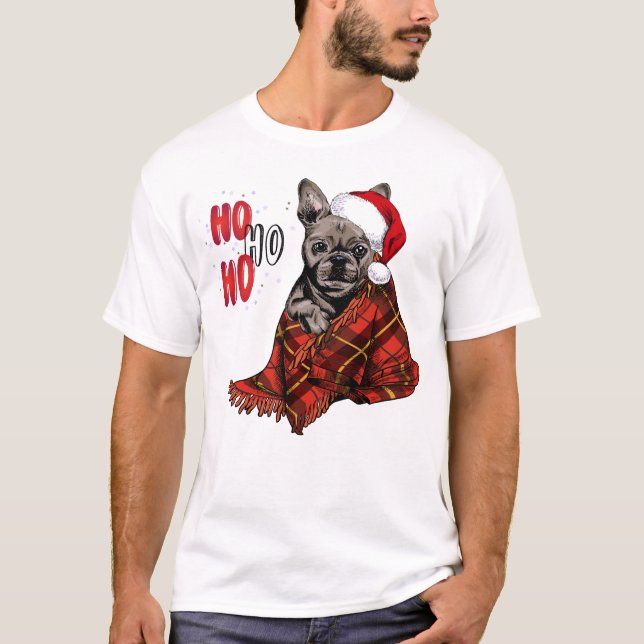 Chien-taureaux français Ho Ho Ho T-Shirt (Devant)