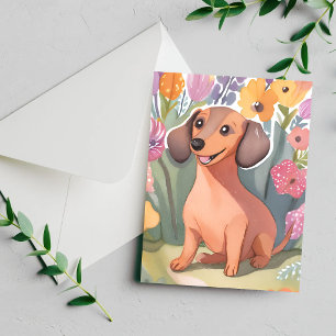 Chien Teckel chiot Carte de vœux pour animal de