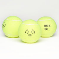 Chien visage et nom balle de tennis personnalisée