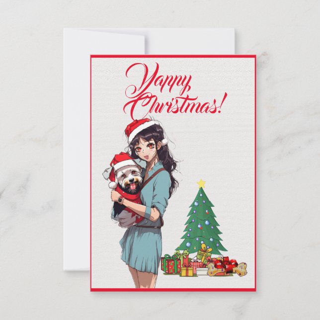 Chien Westie Cute Avec Carte Fille Xmas (Devant)