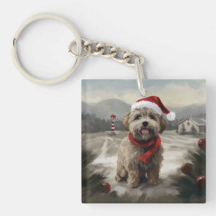 Chien Yorkipod en Noël de neige