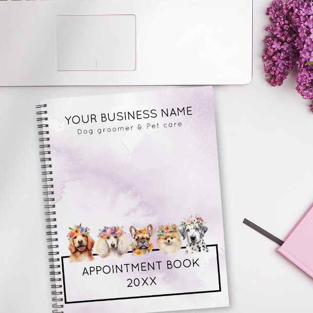 Chiens adorables avec couronne de fleurs, aquarell (Créateur téléchargé)