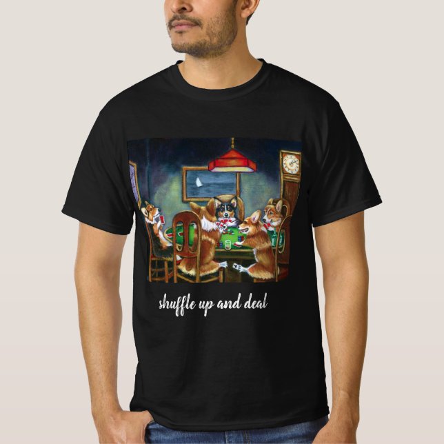 Chiens amusants Jouer Poker T-shirt noir pour homm (Devant)