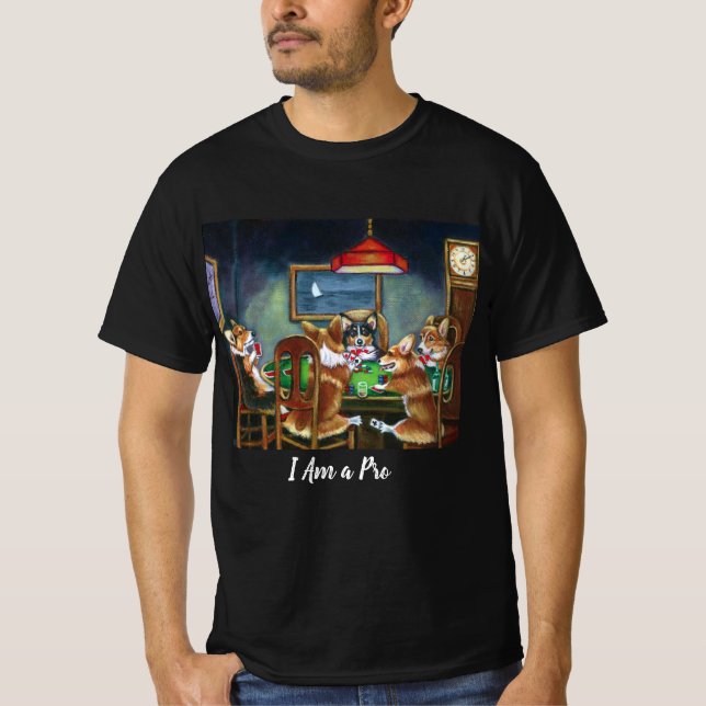 Chiens amusants Jouer Poker T-shirt noir pour homm (Devant)