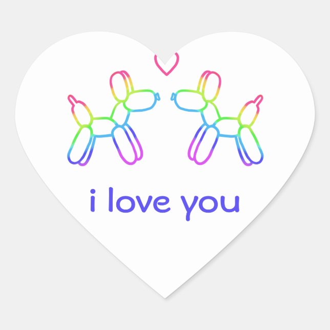 Chiens ballon personnalisables Autocollant coeur (Devant)